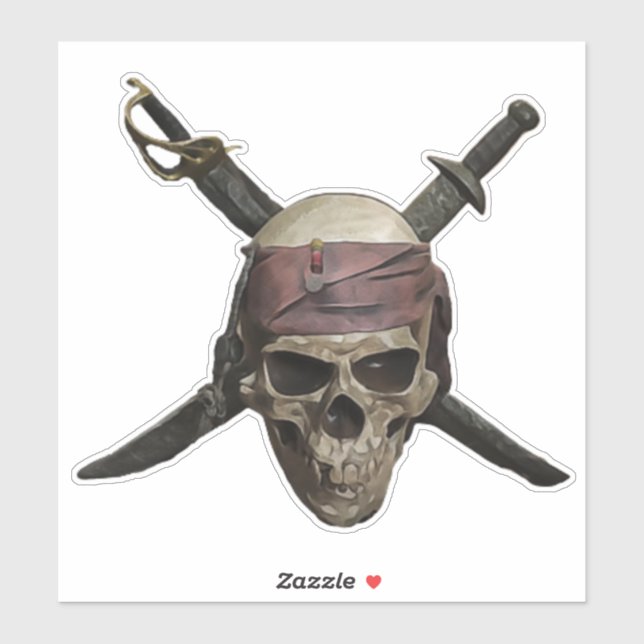 Sticker crâne pirate (Feuille)