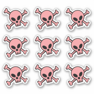 Sticker Crâne Rose Et Traverses