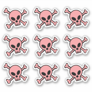 Sticker Crâne Rose Et Traverses