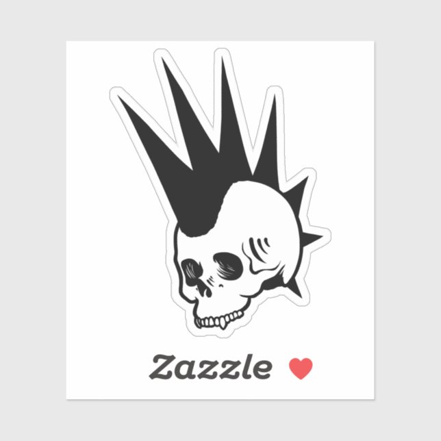 Sticker Crâne sans mâchoire Punk personnalisable (Feuille)