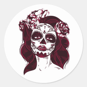 Sticker crâne sucre fille Jour blanc des morts