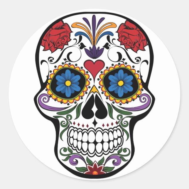 Sticker crâne sucre Jour blanc des morts (Devant)