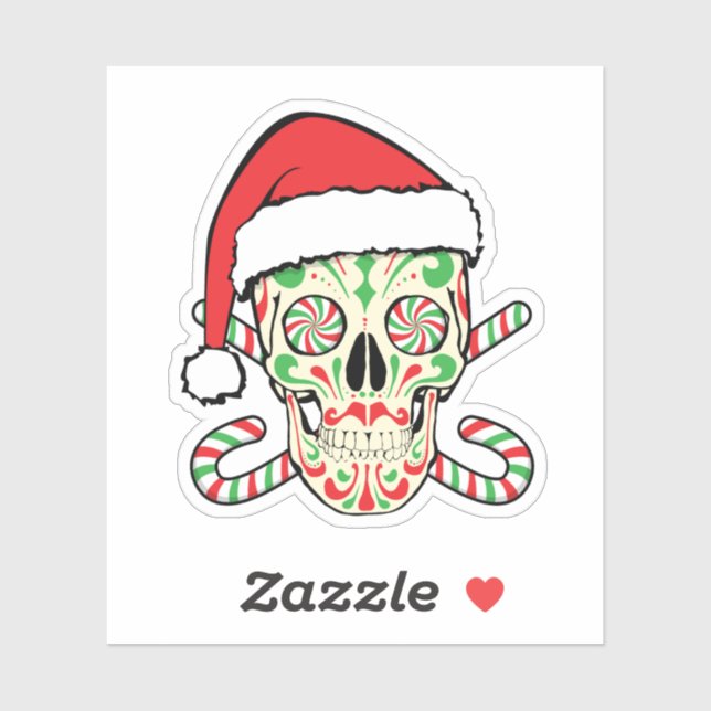 Sticker Crâne sucre Père Noël (Feuille)