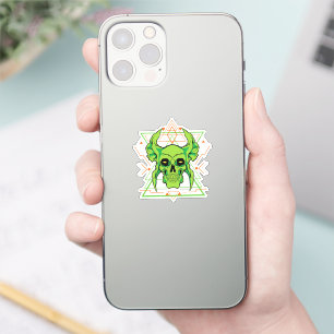 Sticker Crâne vert géométrique
