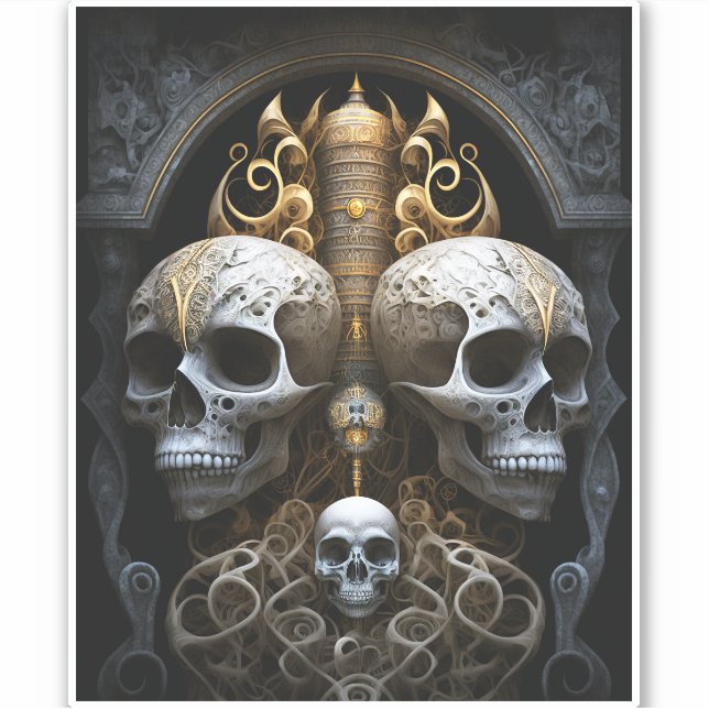 Sticker Crânes Horreur gothique Goth Art surréel (Devant)