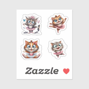 Sticker crazy cat ballerina