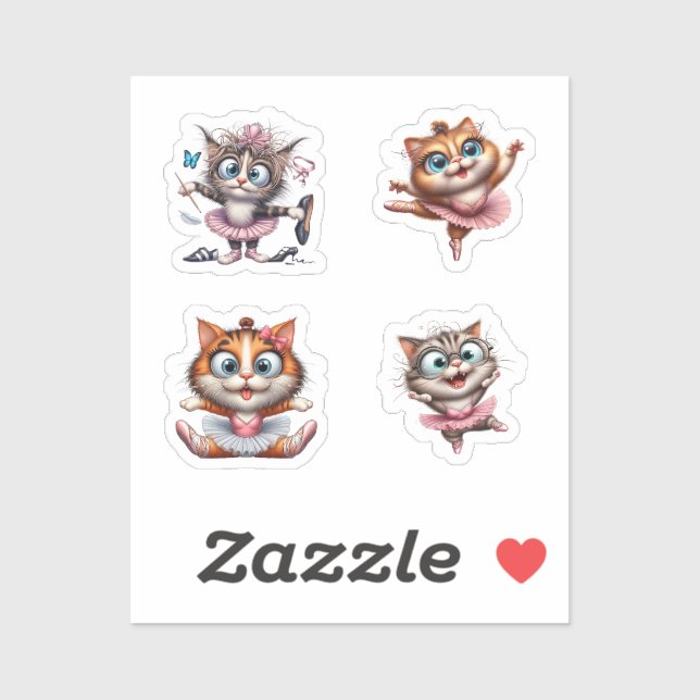 Sticker crazy cat ballerina (Feuille)