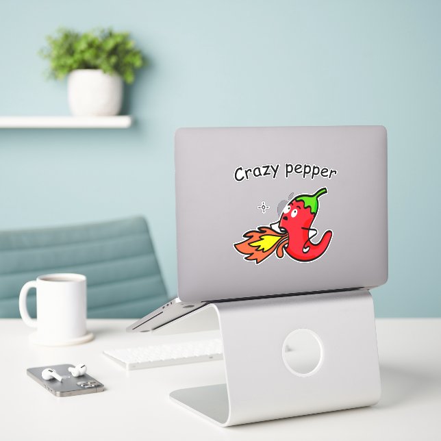 Sticker Crazy Pepper Funny Red Chili Hot Vegables (Ordinateur portable sur le bureau)
