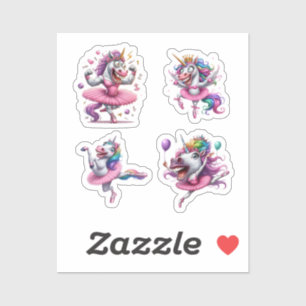 Sticker crazy unicorn caricature colorful 