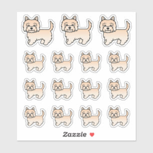 Sticker Cream Cairn Terrier Cute Cartoon Chiens