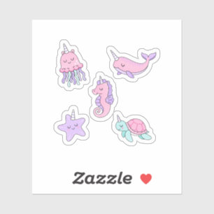 Sticker Créature de l'océan Licorne Kawaii pour la nurseri