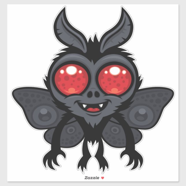 Sticker Creepy Cute Cryptid Mothman Monster (Feuille)