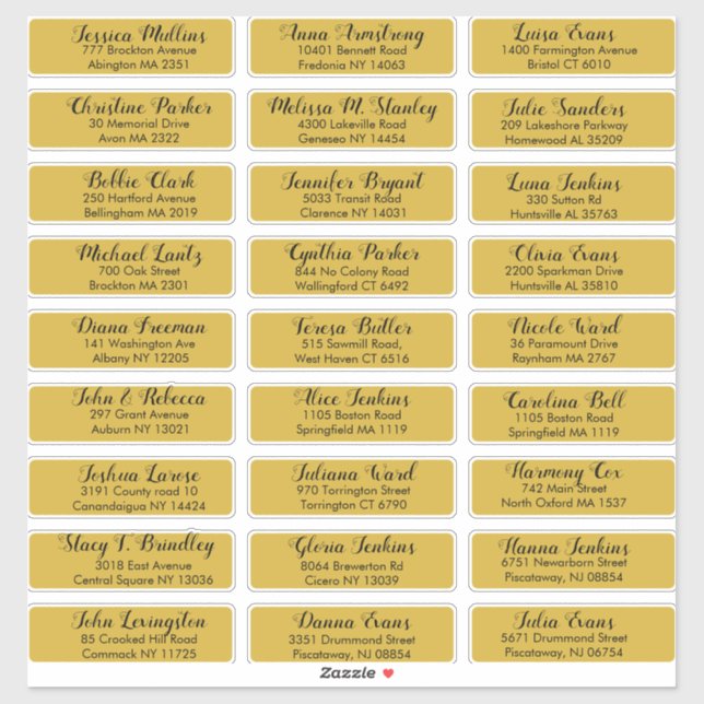 Sticker Créez votre propre adresse d'invité Mariage Gold B (Feuille)