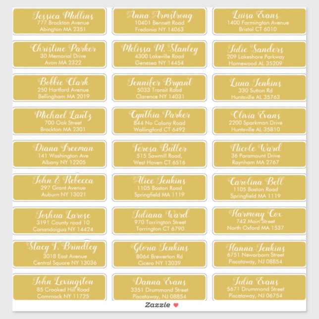 Sticker Créez votre propre adresse d'invité Mariage Gold W (Feuille)