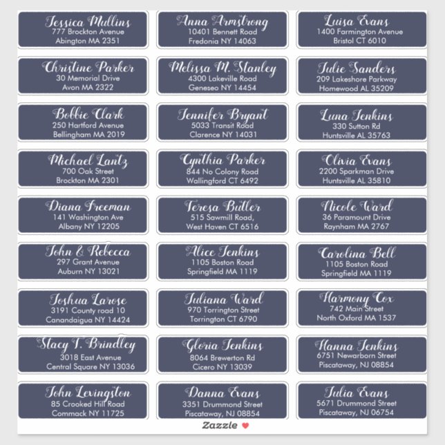 Sticker Créez votre propre adresse d'invité Mariage Navy B (Feuille)
