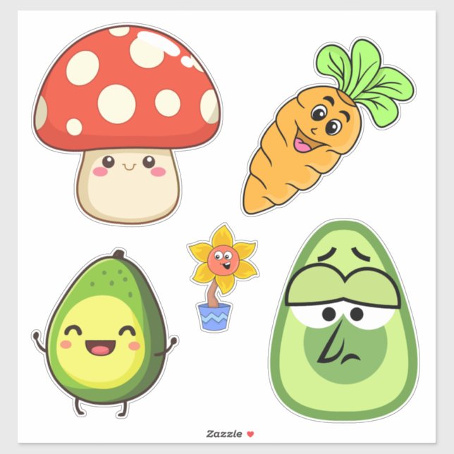 Sticker Créez votre propre Champignon adorable Kawaii Funn (Feuille)