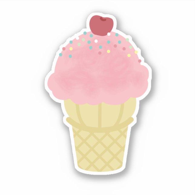 Sticker Crème de glace cône rose (Devant)