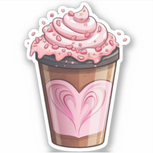 Sticker Crème de glace de coeur Whimsical Shake Vinyl