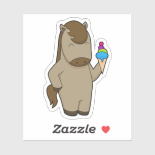 Sticker Crème glacée Horse gaufre