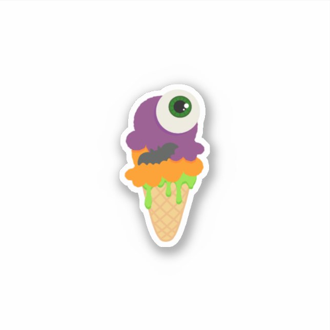 Sticker Crème glacée mignonne aux yeux d'Halloween (Devant)