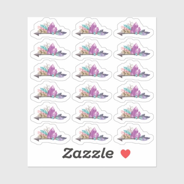 Sticker Cristal bohème rustique et feuille d'aquarelle de  (Feuille)