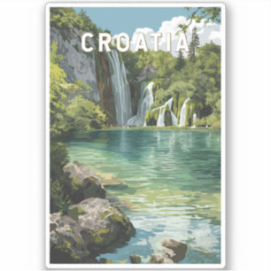 Sticker Croatie Illustration Voyage Art Vintage