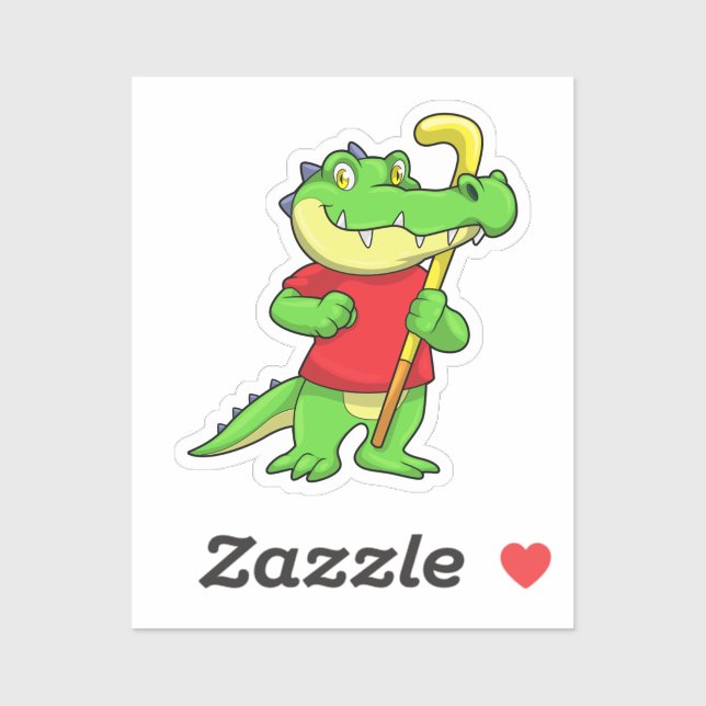 Sticker Crocodile à Field hockey avec bâton (Feuille)