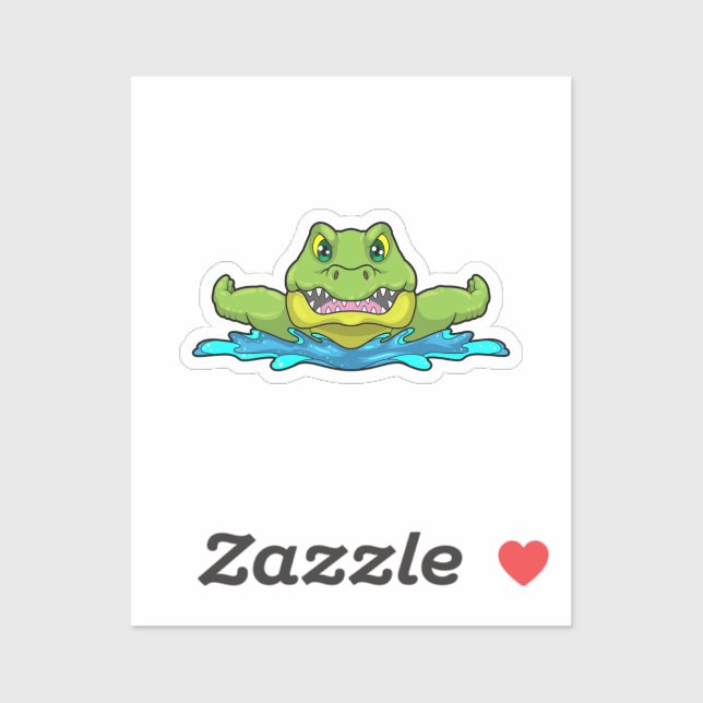 Sticker Crocodile à nager dans l'eau (Feuille)