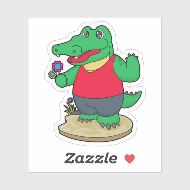 Sticker Crocodile aux fleurs (Feuille)