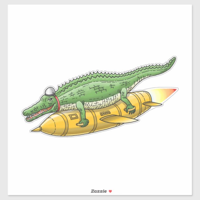 Sticker Crocodile Fusée (Feuille)