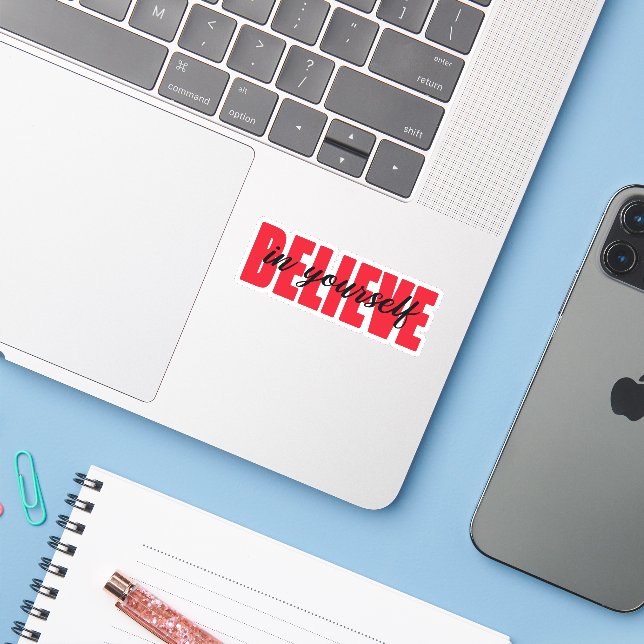 Sticker Crois en toi (Ordinateur portable avec iPhone)