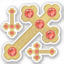 Croix avec 5 Faux Garnets - Contour