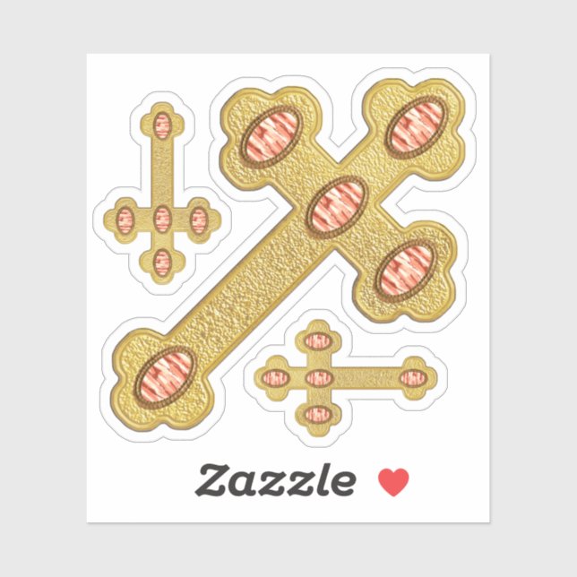 Sticker Croix avec 5 Portes rouges Faux - Contour (Feuille)