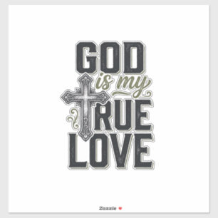 Sticker Croix Chrétienne Dieu Est Mon Véritable Amour Vect