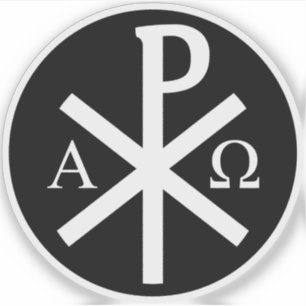 Sticker Croix de Chi-Rho - v2 (blanc sur noir)