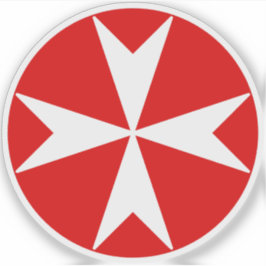Sticker Croix de Malte v2 (blanc sur rouge)