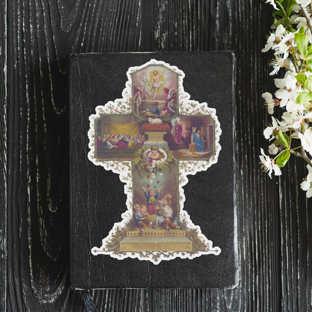 Sticker Croix de Pâques chrétienne Résurrection Jésus Chri (Religious Christian Catholic Resurrection Jesus Easter Cross Resurrection Jesus Christ Sticker)