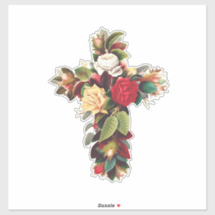Sticker Croix de roses Le symbole de la Croix de rose rosi