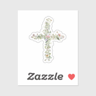 Sticker Croix fleur sauvage