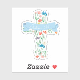 Sticker Croix florale John 3:16