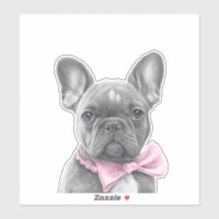 Croquis au crayon mignon Français bulldog avec arc