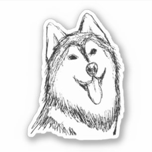 Sticker Croquis de chien Husky
