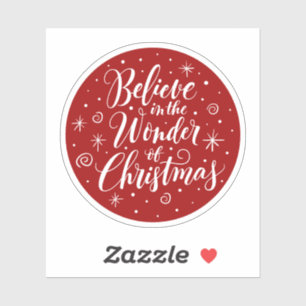 Sticker Croyez en l'étonnement de Noël Lettering Round