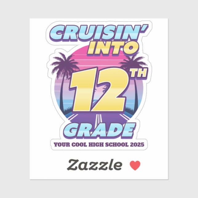 Sticker Cruisin’ Back to School 12th Grade (Feuille)