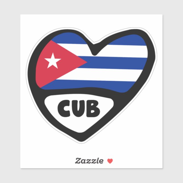 Sticker Cuba Code du pays Coeur du drapeau, CUB (Feuille)