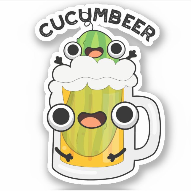 Sticker Cucum-beer Funny Beer Pun (Devant)