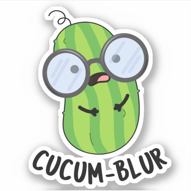 Sticker Cucum-blur Funny Veggie Cucumber Pun (Devant)