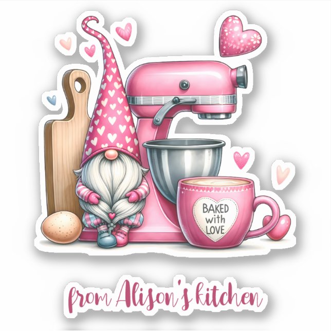 Sticker Cuisiné avec amour de la cuisine de n'importe qui (Devant)