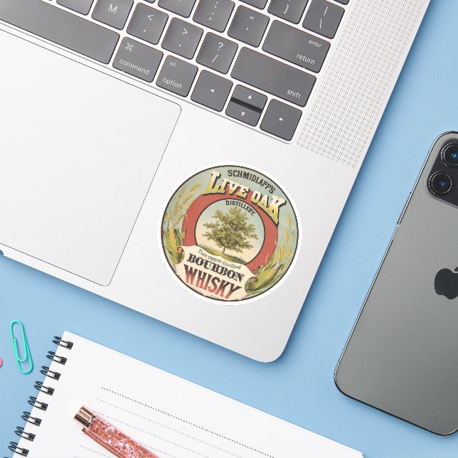 Sticker Cuivre fin Distillé Bourbon Whisky. (Ordinateur portable avec iPhone)
