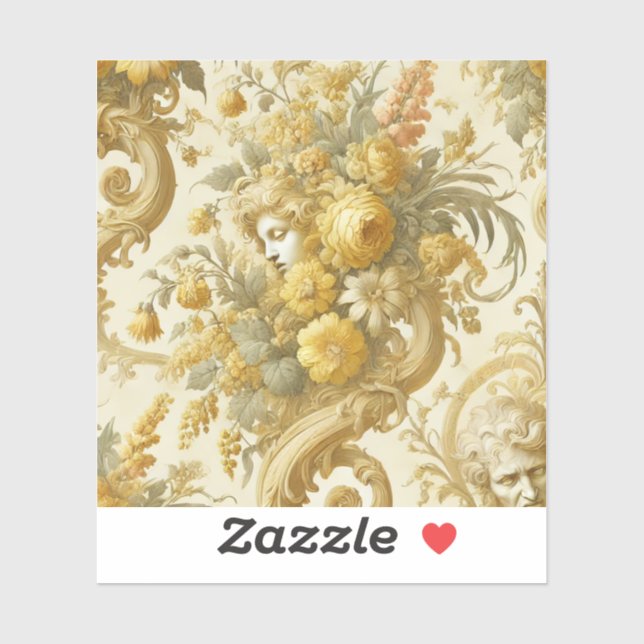Sticker Culte d'or - Coussin floral baroque (Feuille)